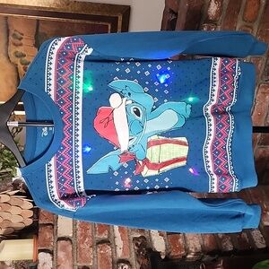 Disney Christmas Light Up Blue Stitch Sweater